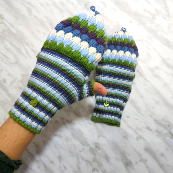 SOLD! ***⛄️Aero Striped Convertible Flip-Top Gloves with Cap - Size M - Picture 4 of 12